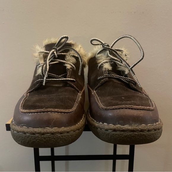 WindRiver Brown Leather & Suede Faux-Fur Lined Lace-Up Loafers – Size 9 GUC - Picture 3 of 16